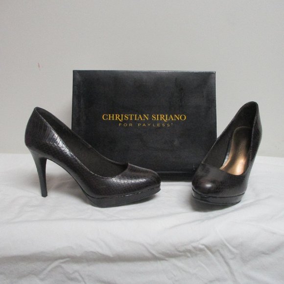 Christian Siriano Dark Brown Snakeskin Pumps sz 8 - Picture 2 of 11